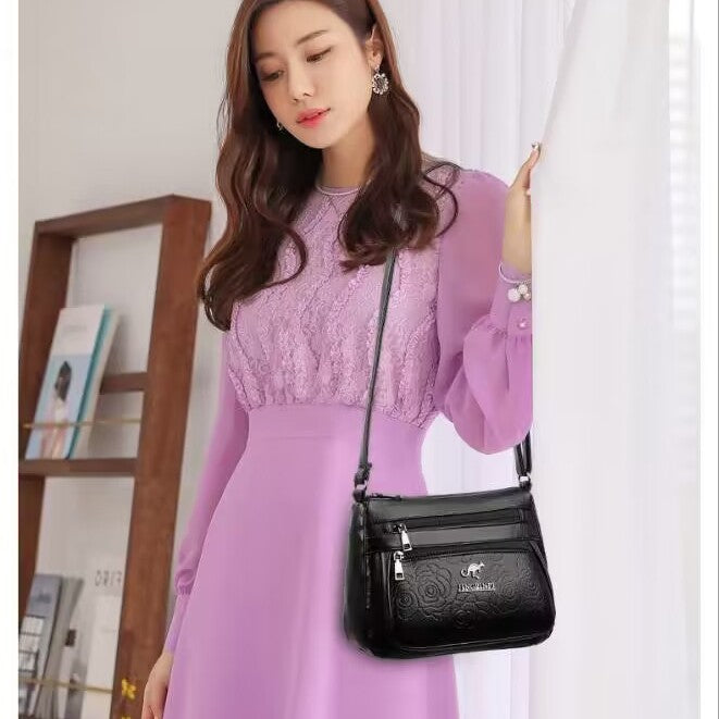 Stylish PU Crossbody Bag with Kangaroo Logo, Casual Everyday Shoulder Bag for Men and Women