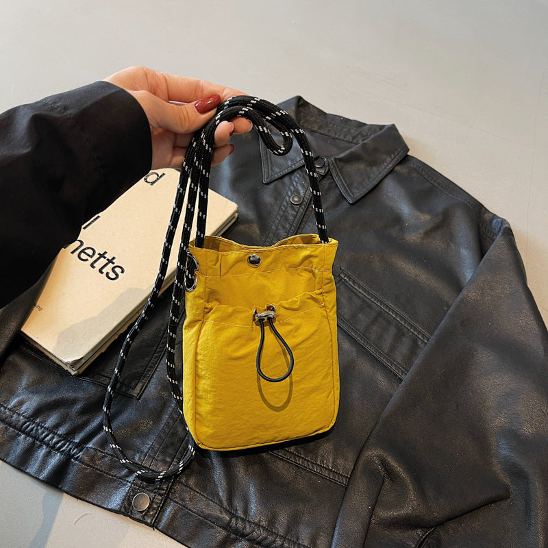 Japanese and Korean Bags Women's Simple Solid Color Shoulder Messenger Bag Minimalist Style All-Match Mobile Phone Bag