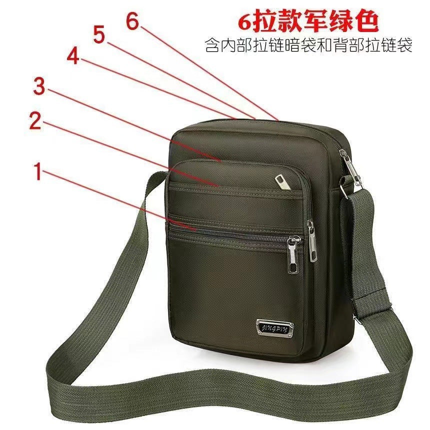 Men's Fashion Messenger Bag Multi-Layer Zipper Design Waterproof Business Casual All-Match Practical Shoulder Bag