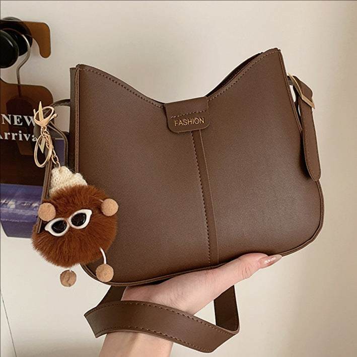 Chic Korean-Style Crossbody Bag with Soft PU Leather and Vintage Stitching Design for Daily Fashion