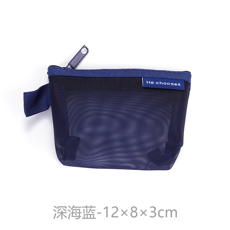Transparent Mesh Storage Pouches for Cosmetics, Keys, Cards, and Travel Essentials - Modern Minimalist Design
