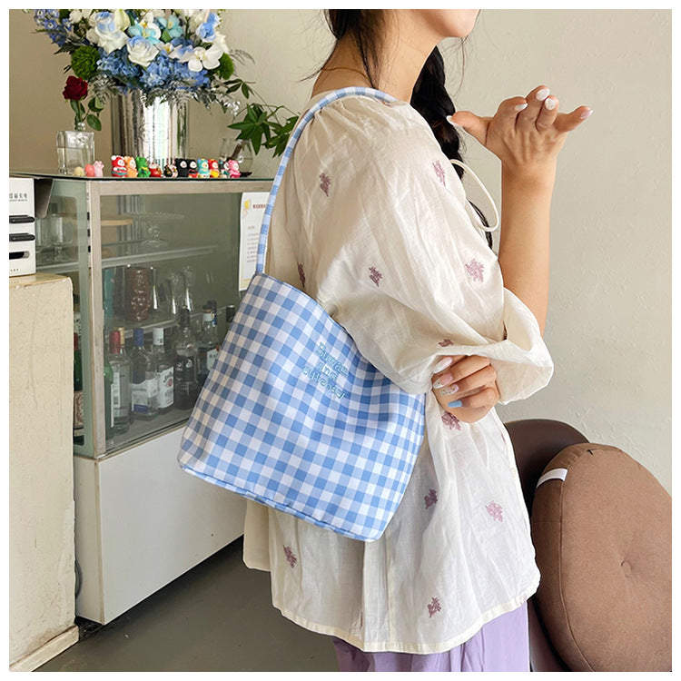 Canvas Bag Women's New Fashion Embroidered Waterproof Nylon All-Matching Casual Underarm Shoulder Bag