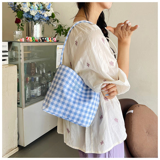 Canvas Bag Women's New Fashion Embroidered Waterproof Nylon All-Matching Casual Underarm Shoulder Bag