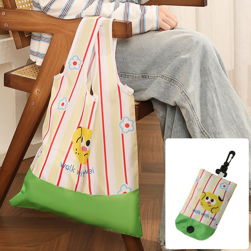 Cartoon Foldable Shopping Bag Portable Portable Large Capacity Supermarket Shopping Eco-friendly Bag Cute Cartoon Tote Bag