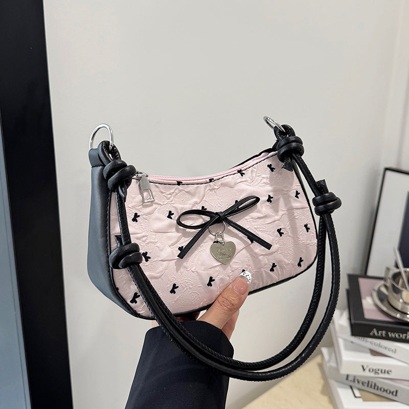 Sweet Cool Hot Girl Style Bow Selenodont Bag Summer New Street Fashion Niche Shoulder Crossbody Underarm Bag