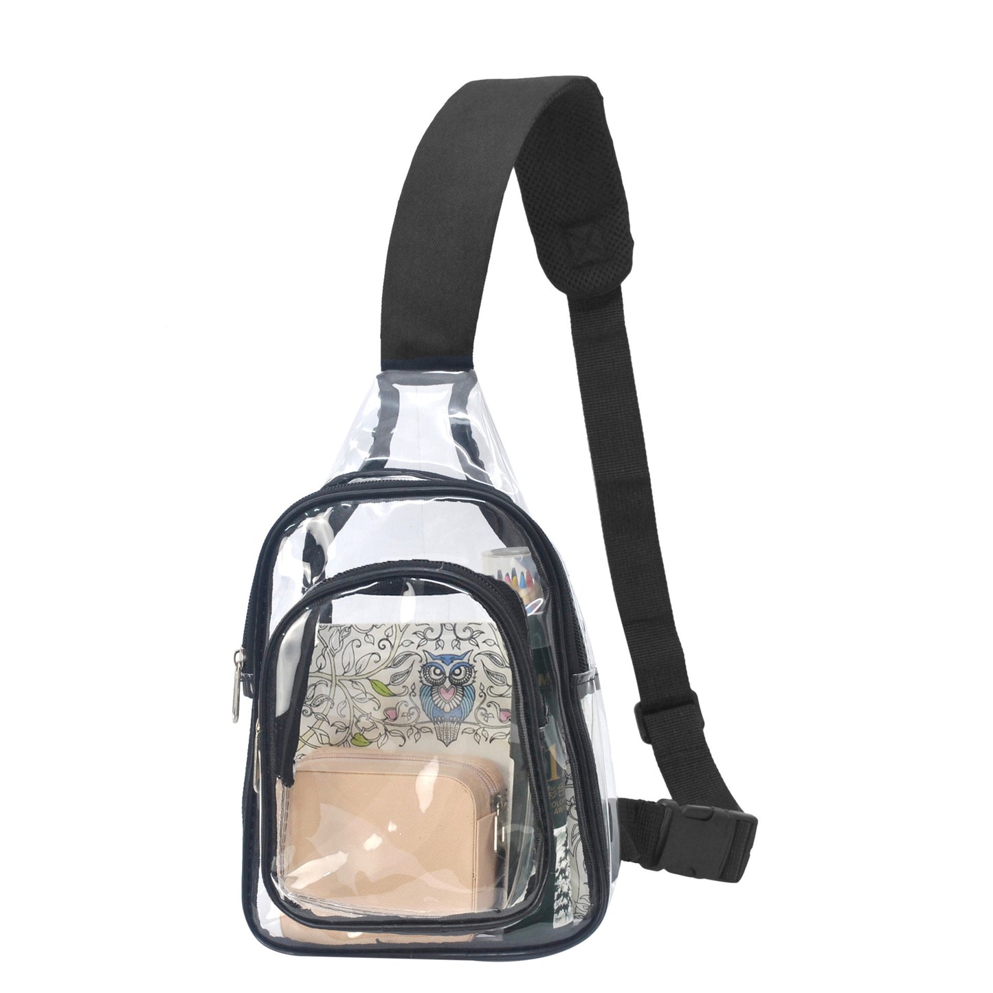 Transparent PVC Crossbody Bag for Outdoor Travel and Sports, Lightweight Waterproof Waist Pack with Multiple Pockets