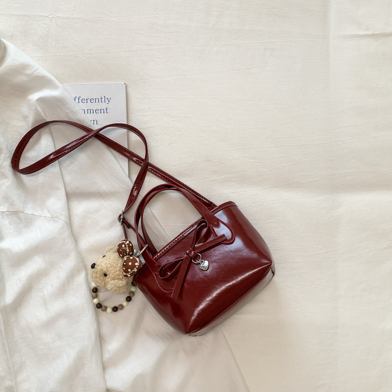 New Fashion Bowknot Bucket Bag Soft Pu Material Portable Crossbody Everyday Joker Practical Design