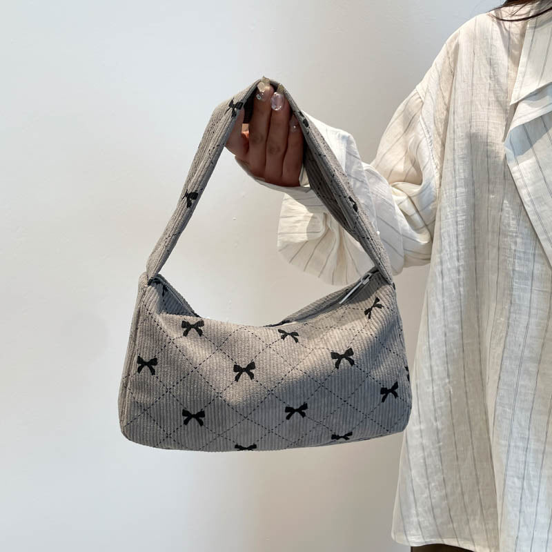 Corduroy Fashion Printed Shoulder Bag for Women 2025 New Autumn Crossbody Bag Simple Trendy Single Shoulder Bag