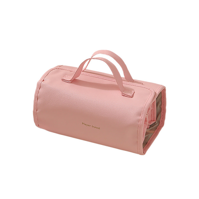 Elegant Waterproof Cosmetic Bag with Transparent Compartment for Travel and Daily Makeup Storage