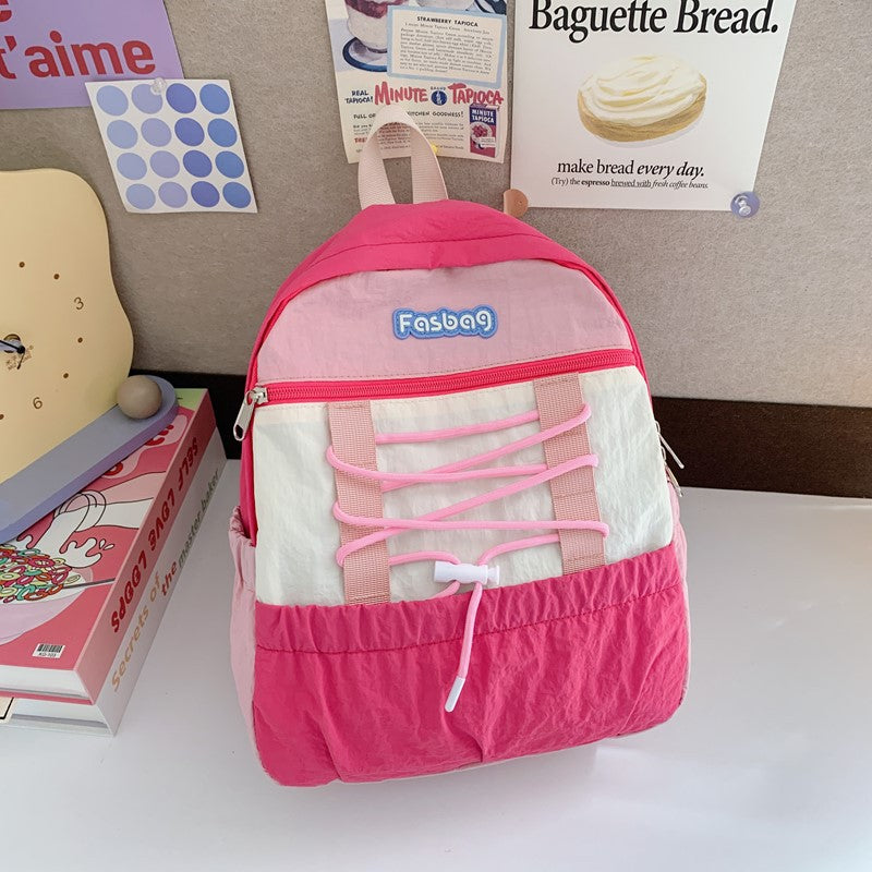 New Kindergarten Color Matching Backpack Boys and Girls Outdoor Casual and Lightweight Versatile Large Capacity Schoolbag