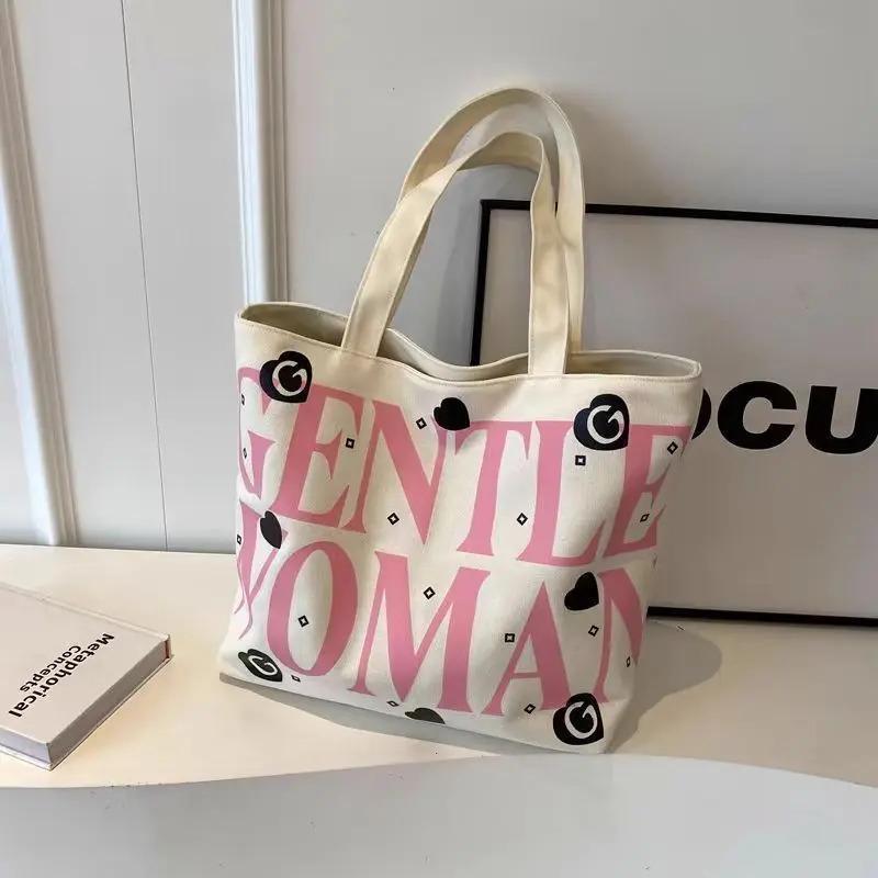 Gentle Woman Print Tote Bag for Women - Stylish Canvas Shoulder Bag with Large Capacity and Fashionable Design