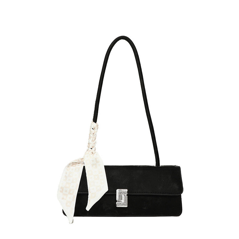 Texture Special-Interest Design Underarm Baguette Bag Women's New Fashion Silk Scarf Portable Small Square Bag Shoulder Bag