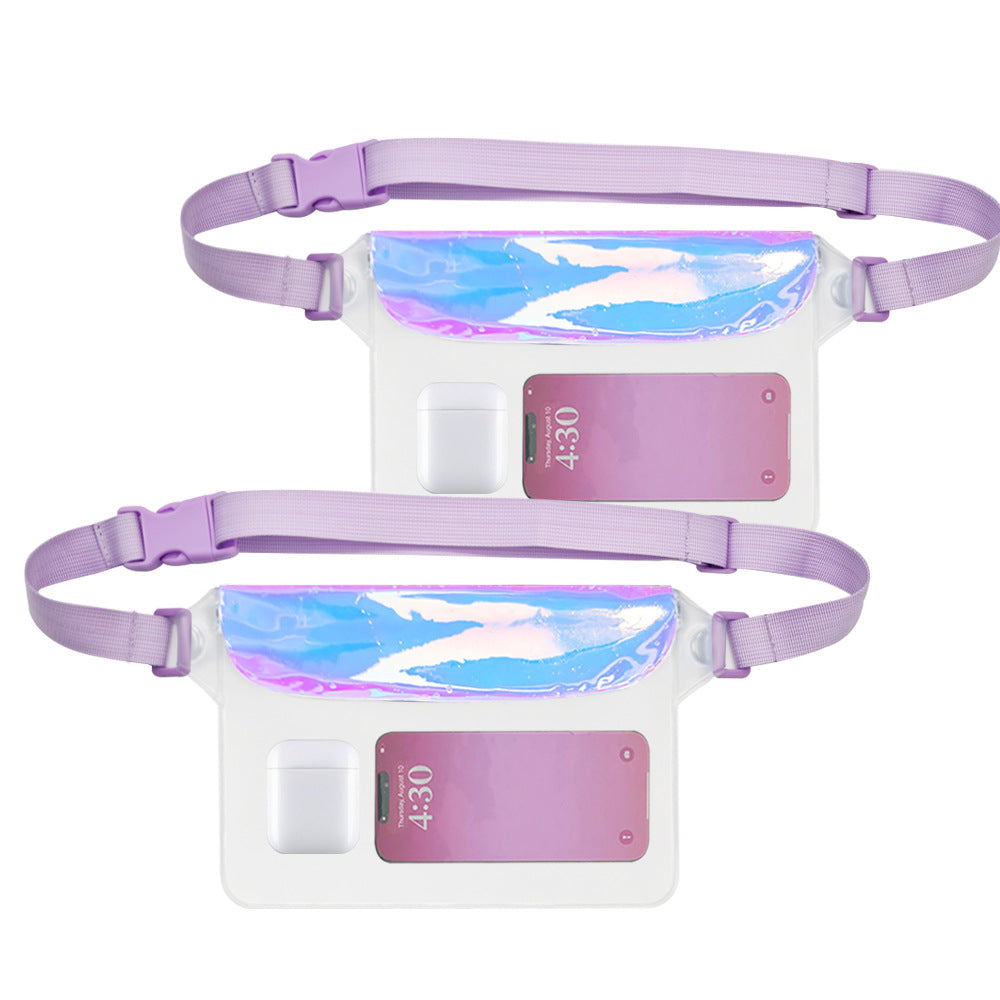 Fashion Transparent Waterproof Waist Bag with Holographic Design for Outdoor Activities and Swimming