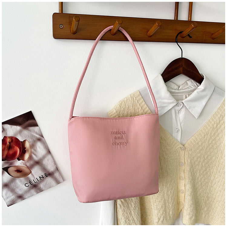 Handbag Women's Retro Simple Bucket Bag Casual Summer New Trendy One-Shoulder Bag