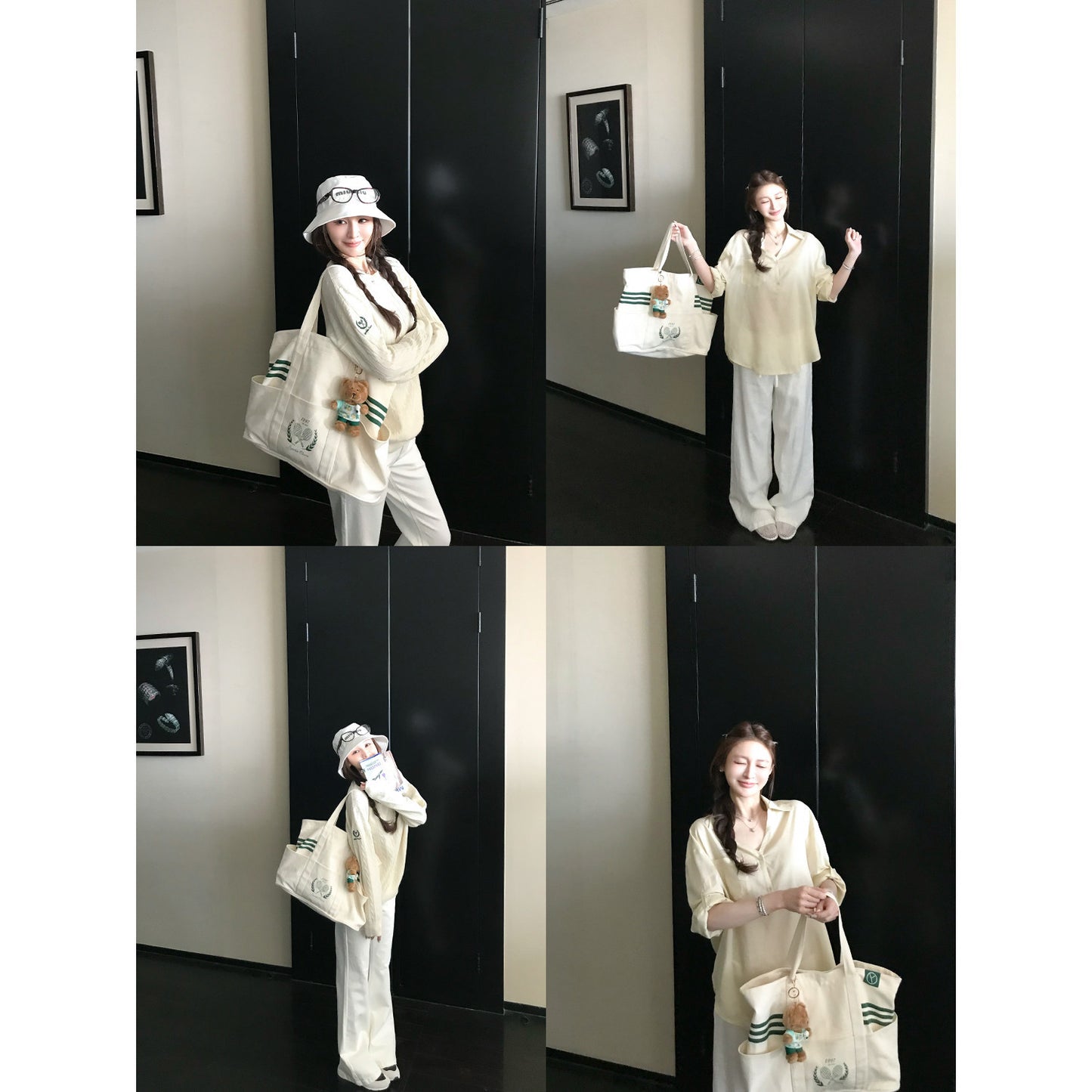Fashion Canvas Tote Bag Sports Style Design Daily Wear and Match and Racket Storage Dual-Use