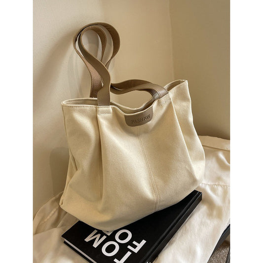 Large Capacity Canvas Tote Bag for Women 2024 Autumn Fashion Casual Shoulder Handbag Perfect for Daily Commute and School