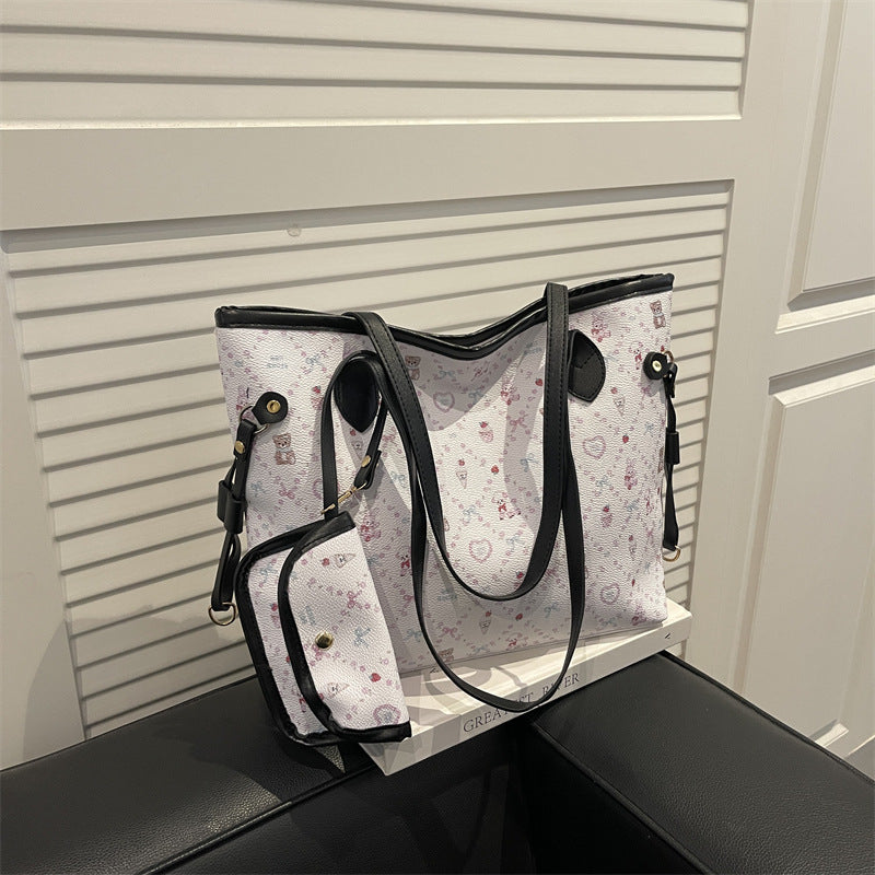 New Printing Large Capacity Shoulder Tote Bag Female Fashion Personality Trend Design Everyday Joker Commuter Bag