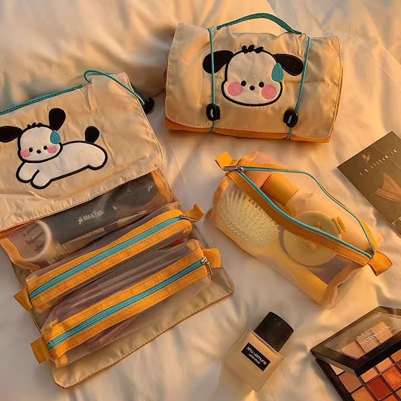 Cute Folding Ladies Cosmetic Bag Animal Pattern Large Capacity Travel Skincare Buggy Bag Multi-Layer Partition Portable Toiletry Bag