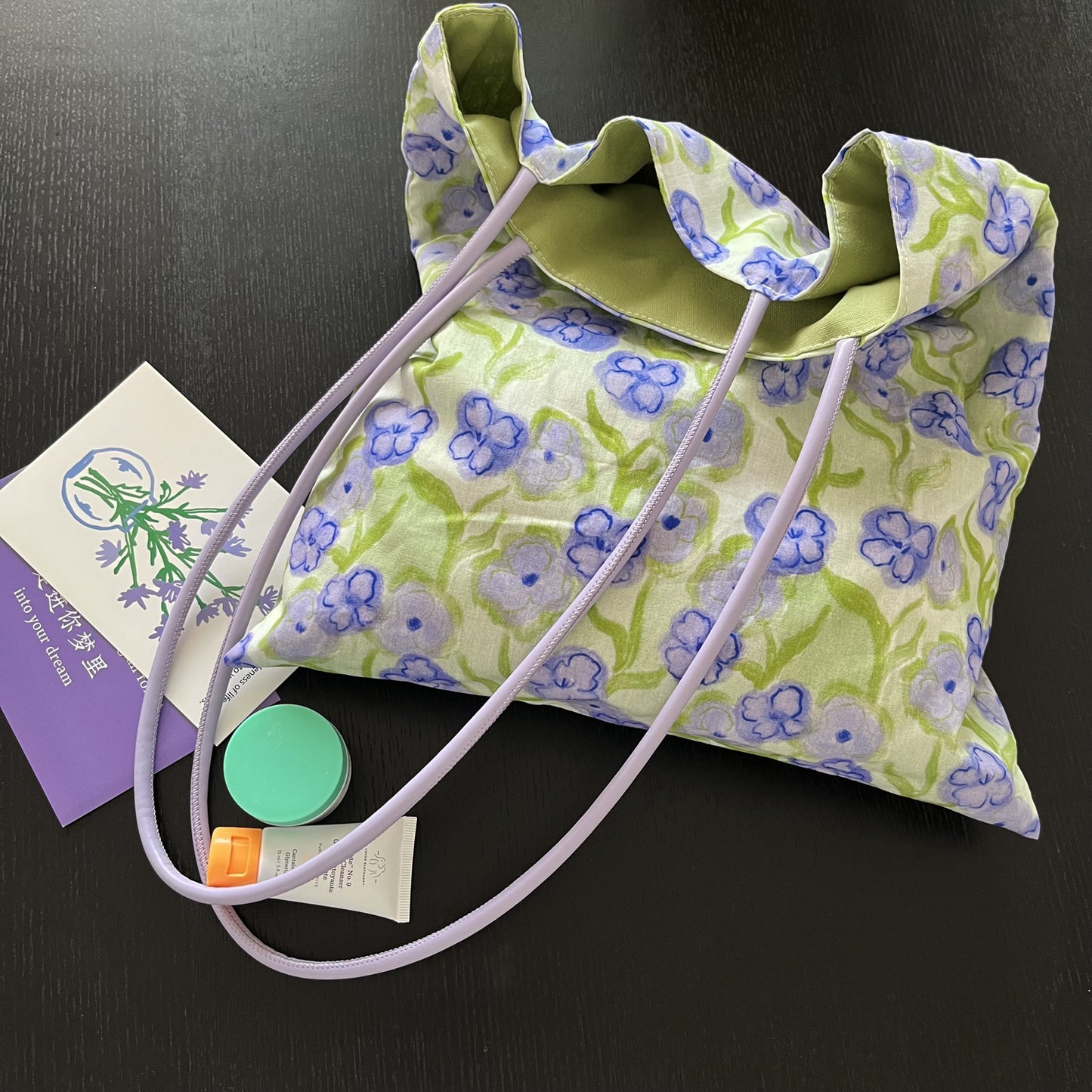 Women's Canvas Bag Gentle Purple Flower-De-Luce Pu Strap Shoulder Tote Bag Artistic Commuter Bag