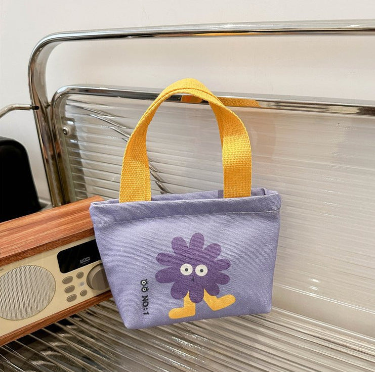 Portable Mini Fashion out Small Handbag Women's New Sundries Canvas Bag Office Worker New Storage Small Carrying Bag