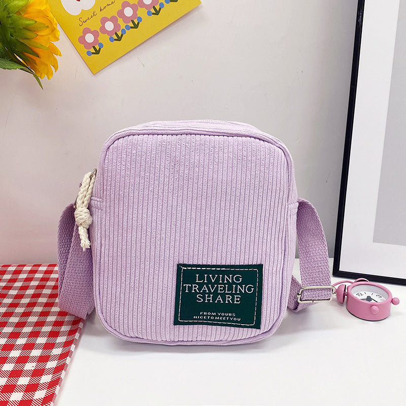 2026 New Korean Style Corduroy Mini Square Shoulder Bag with Braided Tassel and Zipper Closure for Daily Fashion