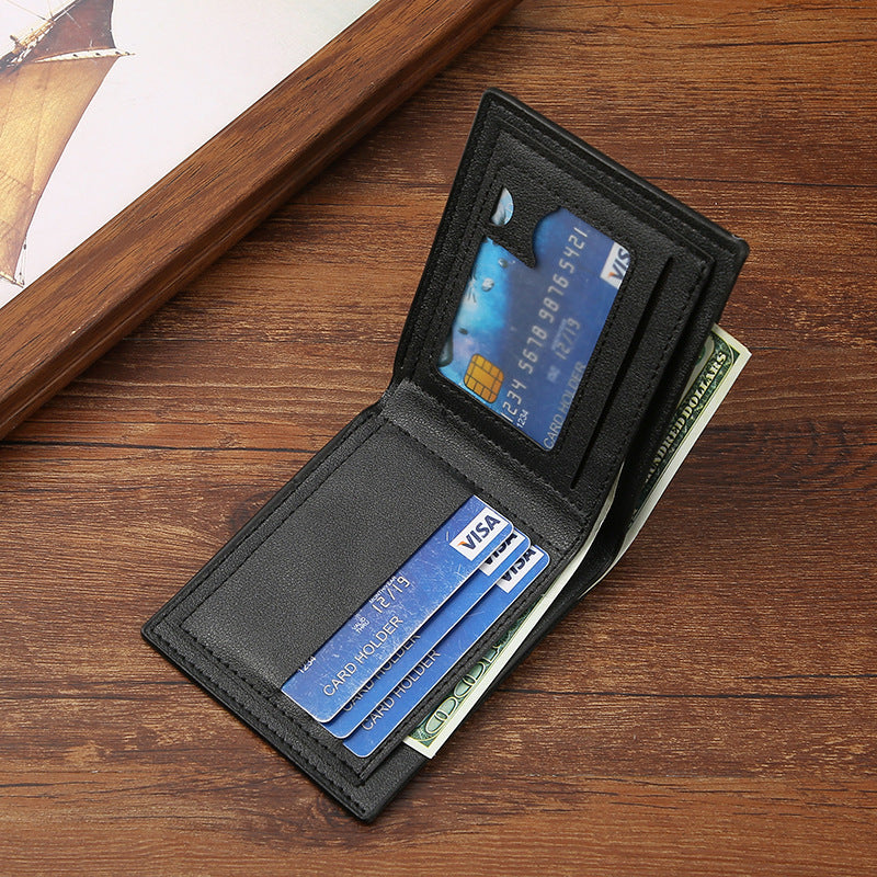 Stylish Men's Short Wallet with Anti-Theft Feature, Soft PU Leather, Business Casual Design, Large Capacity Card Holder