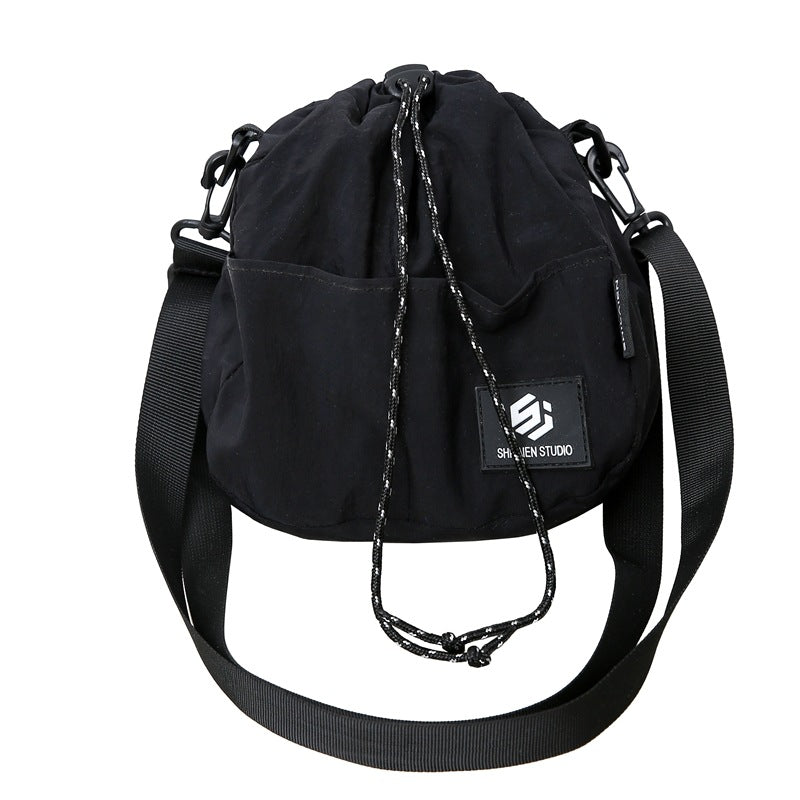 Crossbody Bag Contrast Color Drawstring Drawstring Bag Men's Bucket Bag Lightweight Camping Shoulder Bag