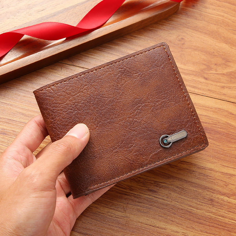 Men's Fashion Leather Wallet Geometric Pattern Design Daily Practical Short Wallet