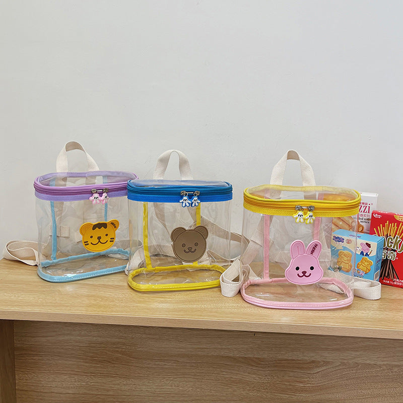 Cute Transparent Kids Backpack with Rabbit Design, Waterproof and Lightweight for Daily Use and Beach Outings