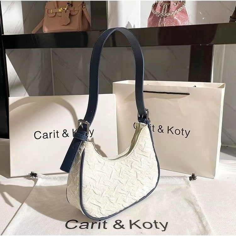 2023 Trendy Quilted Crescent Shoulder Bag for Women, Elegant Pleated Design with Zipper Closure, Perfect for Daily Wear