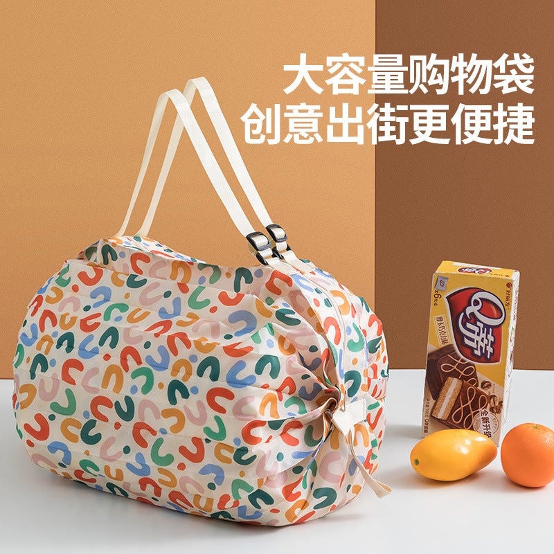 Foldable Large Capacity Shopping Bag One Shoulder Portable Environmental Protection Travel Thick Fashion Shopping Bag