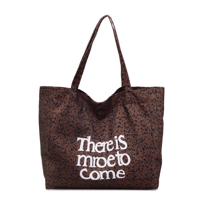 Leopard Print Letters Large Capacity Totes Women's Casual One-Shoulder Portable Commuter Bag Daily Matching