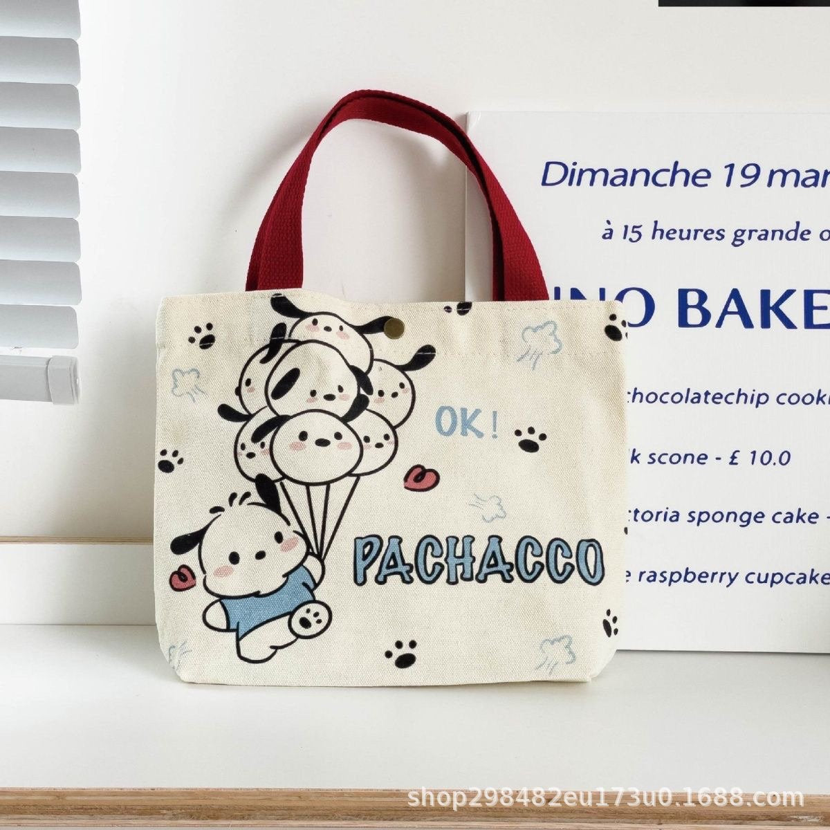 Cute Cartoon Canvas Tote Bag for Daily Use, Perfect for Students and Office Workers with Pochacco Design