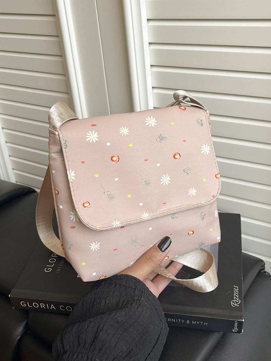 Chic Floral Crossbody Bag for Women - Soft Polyester Shoulder Bag with Zipper Closure and Stylish Flower Pattern