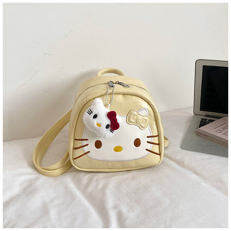 Cute Kitty Small Backpack for Girls Cartoon Backpack Japanese and Korean Style Cute Design with Bow Pendant Essential for Daily Travel