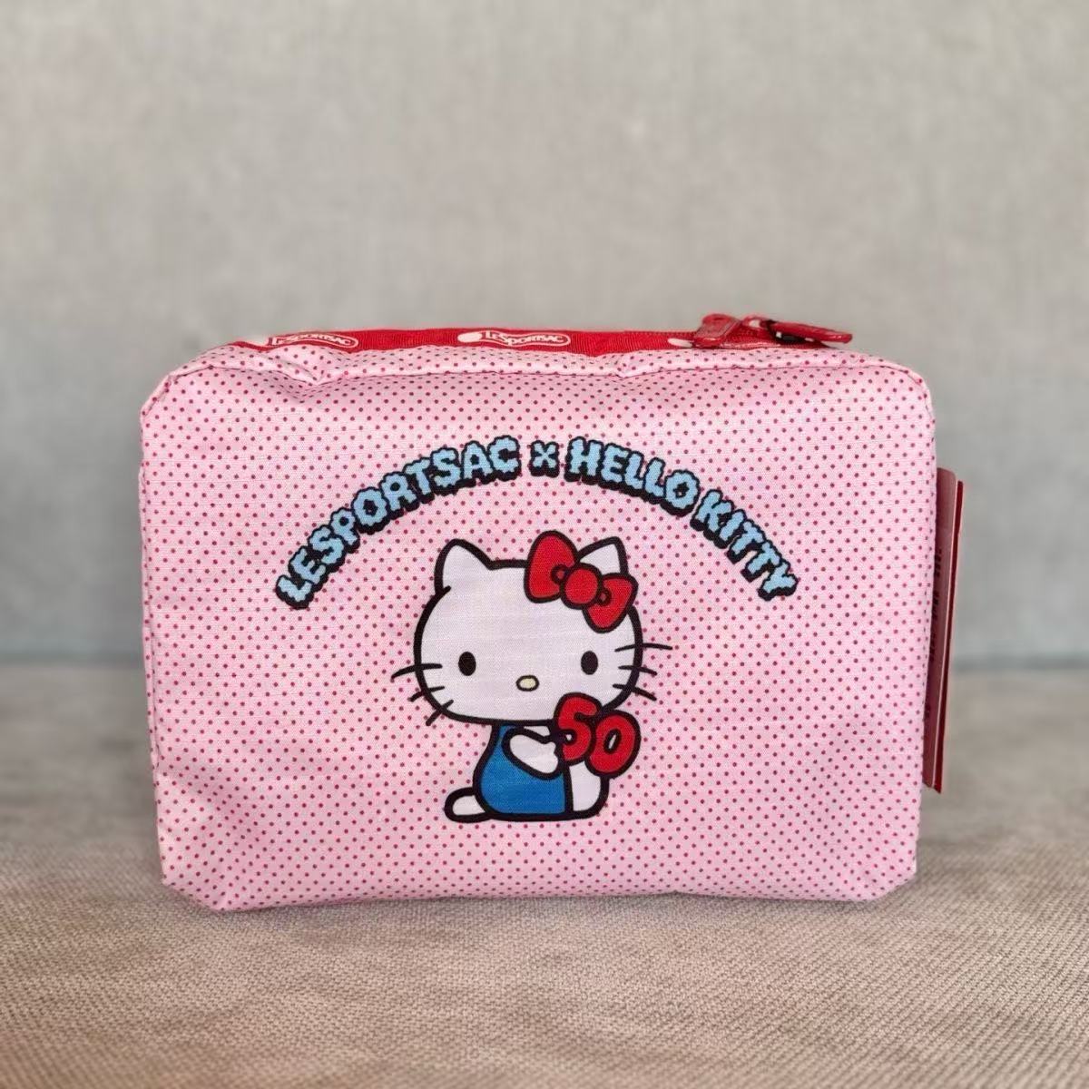 Hellokitty50 Th Anniversary Limited Cosmetic Bag Wash Bag Cute Cartoon Portable Large Capacity Storage Bag