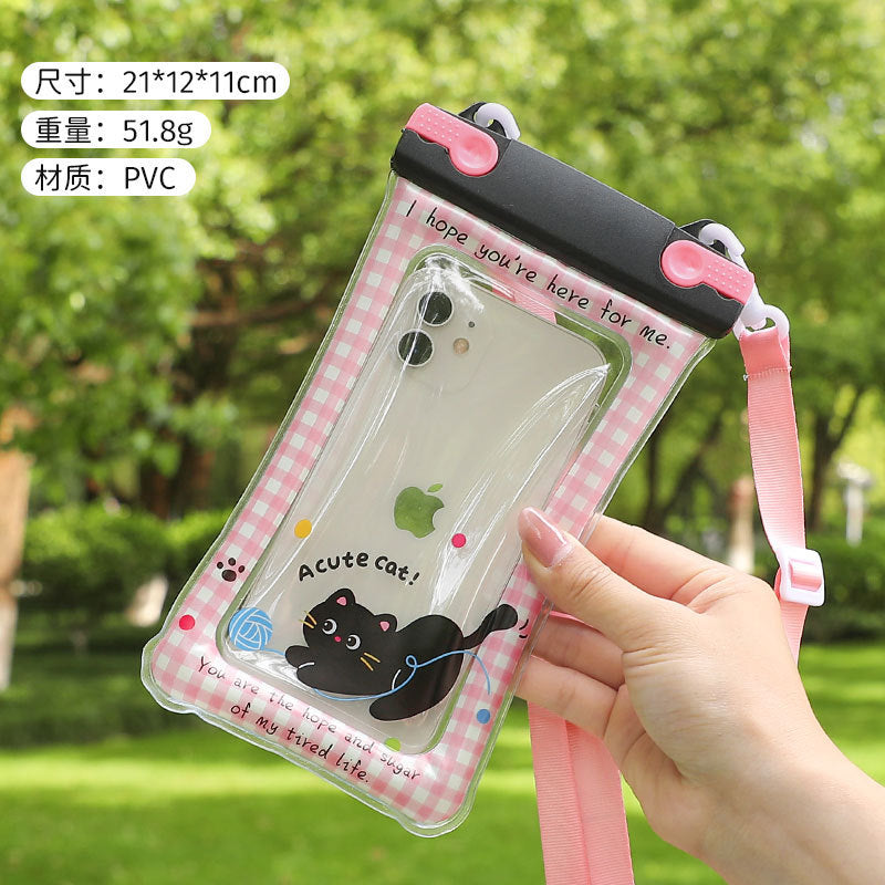 Cute Cartoon Waterproof Phone Pouch with Floating Design for Swimming, Hiking, and Outdoor Adventures