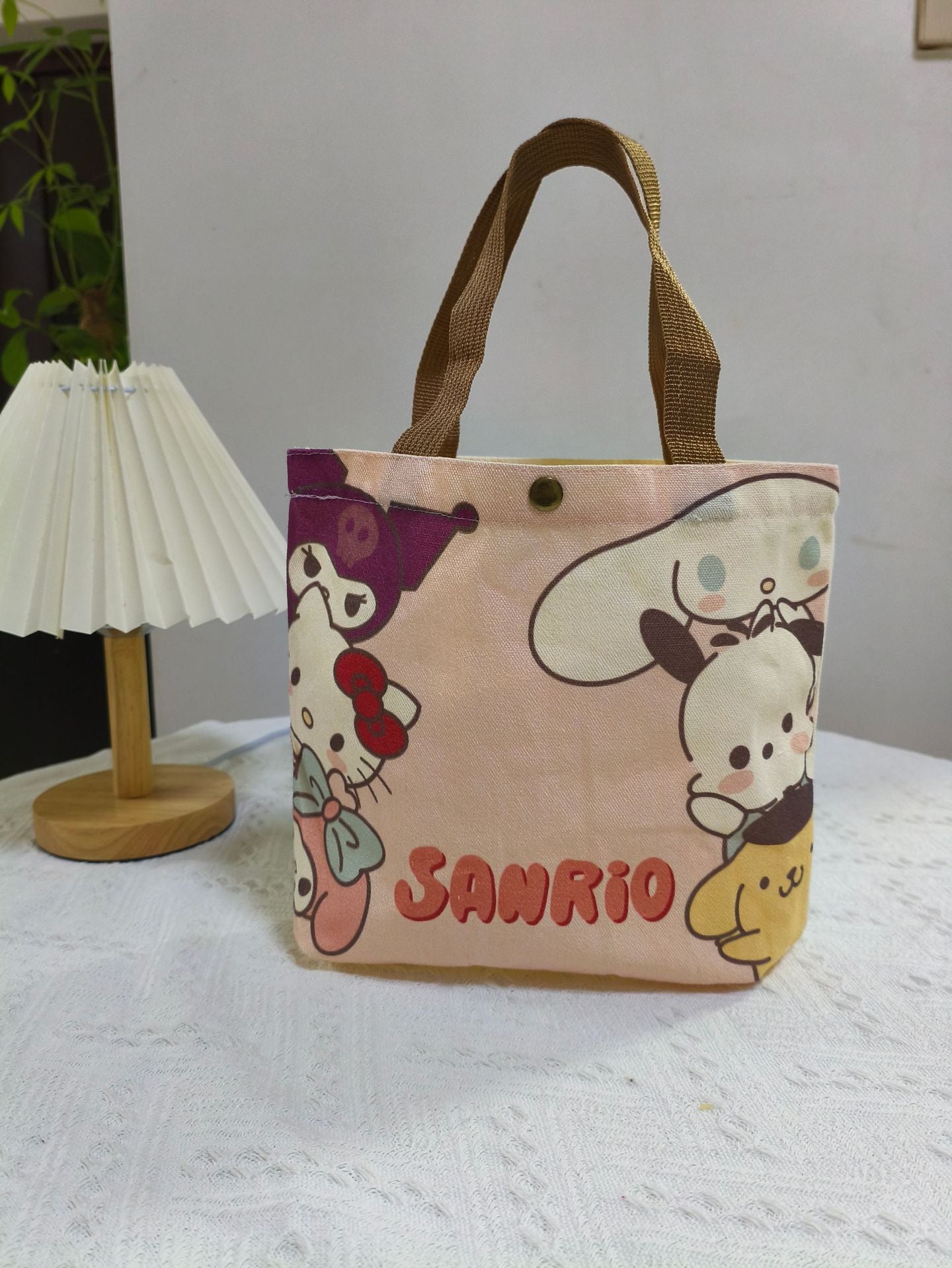 Striped Canvas Tote Bag with Custom Embroidery for Daily Use and Commuting