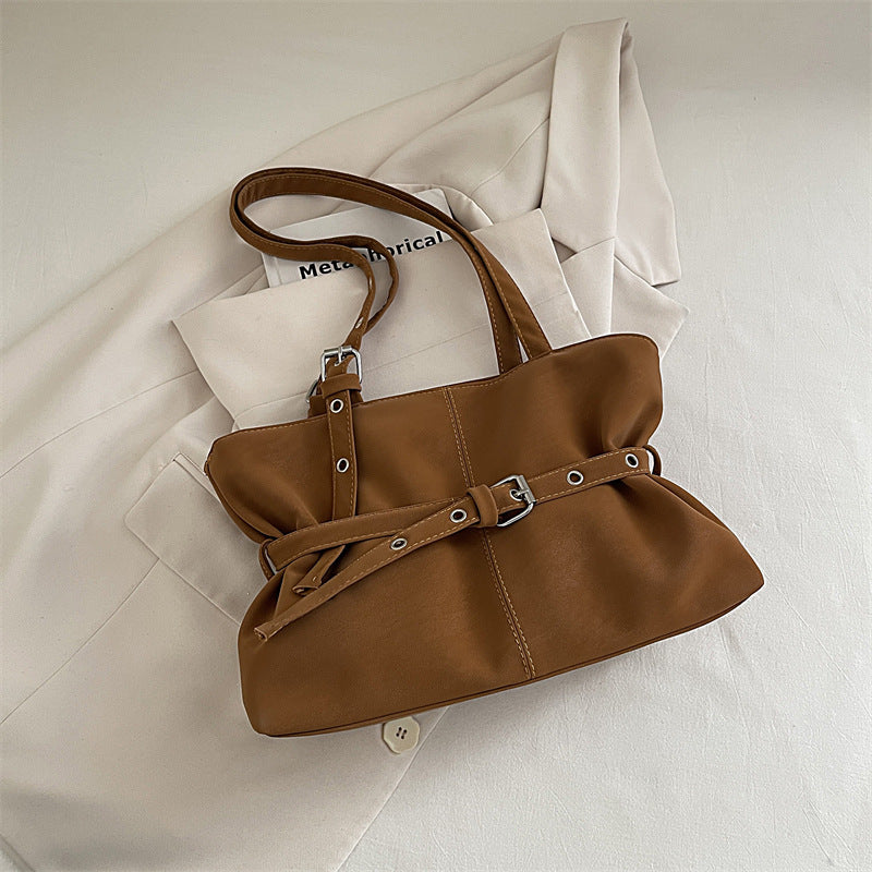 New Locomotive Style Underarm Bag Women's Korean-Style Large Capacity Commute Minimalist Shoulder Handbag