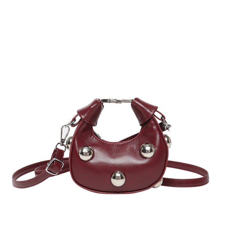 Simple Western Style Casual Cool Hot Girl Style Rivet New Trend Crossbody Portable Dumpling Small Square Women's Bag
