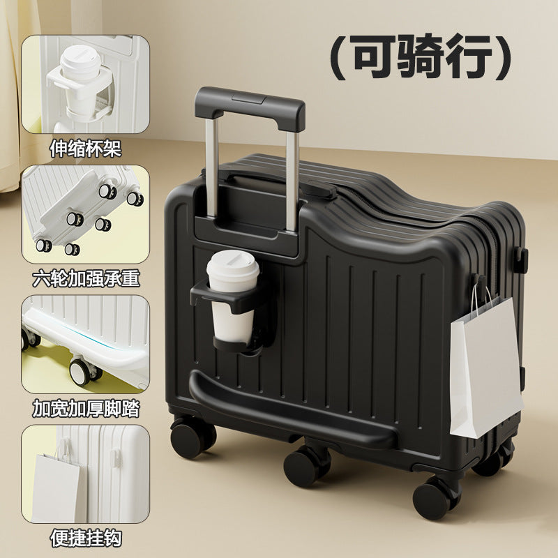 Kids Ride-On Luggage with 6 Wheels, Cup Holder, and Hanging Hook - Lightweight Travel Suitcase for Children