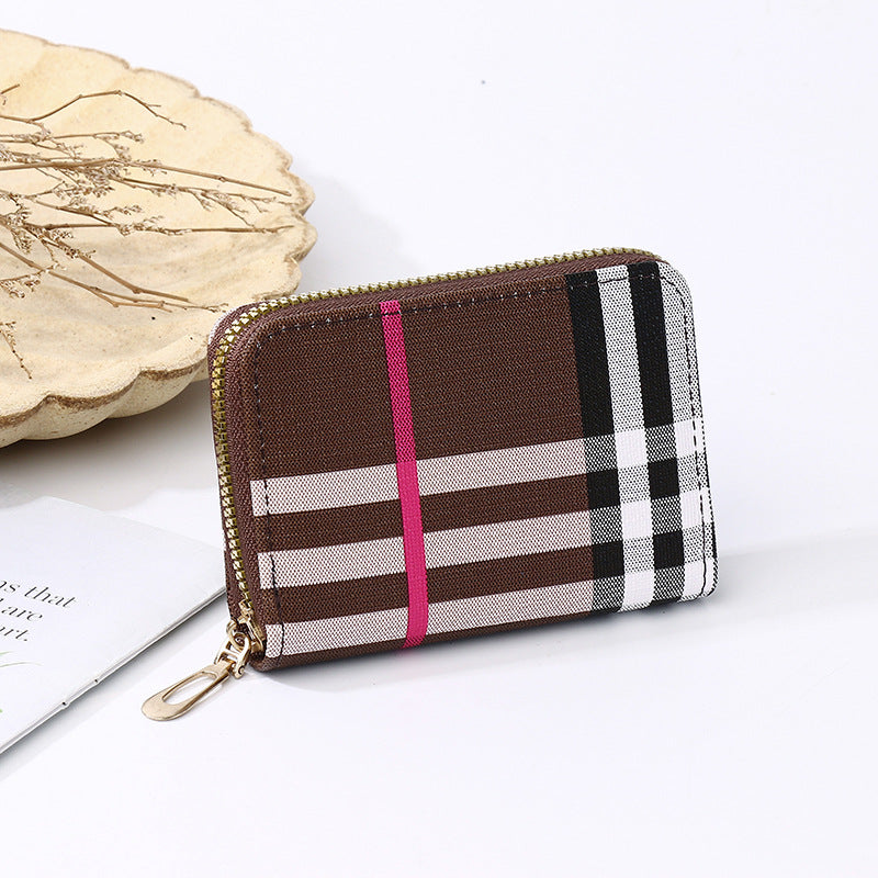 Elegant Women's Card Holder with Multiple Slots, Zipper Wallet, Fashion Letter Print Design for Daily Use