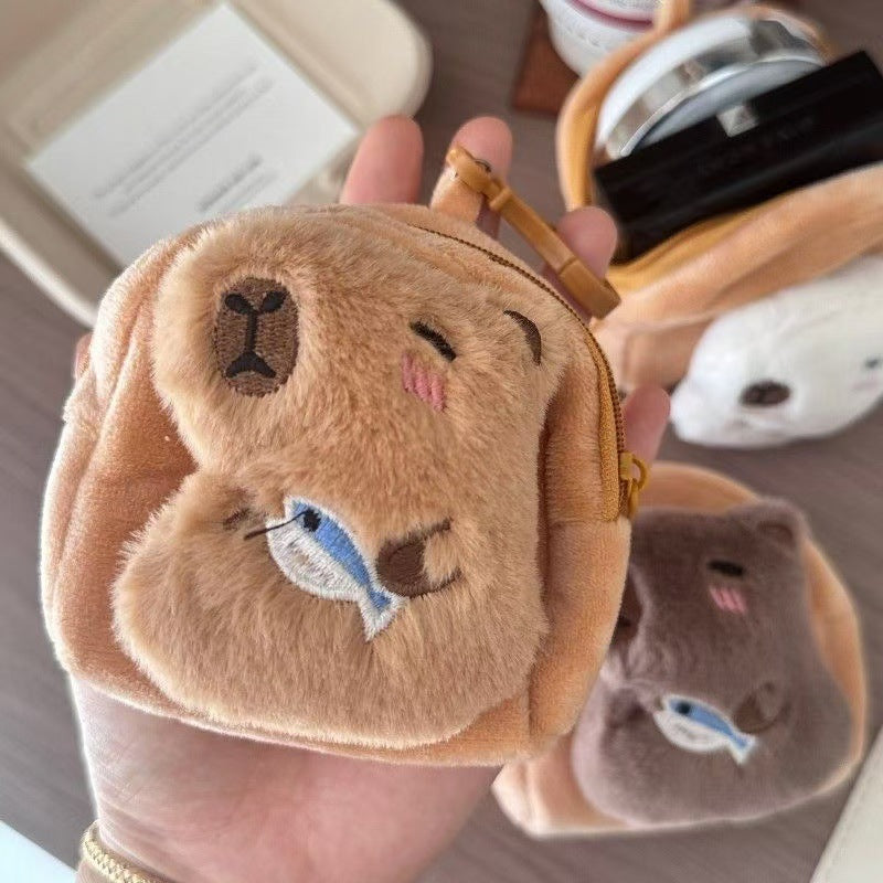 Cute Pacha Dog Mini Coin Purse Headset Storage Bag Couple Keychain Schoolbag Pendant Plush Doll Gift