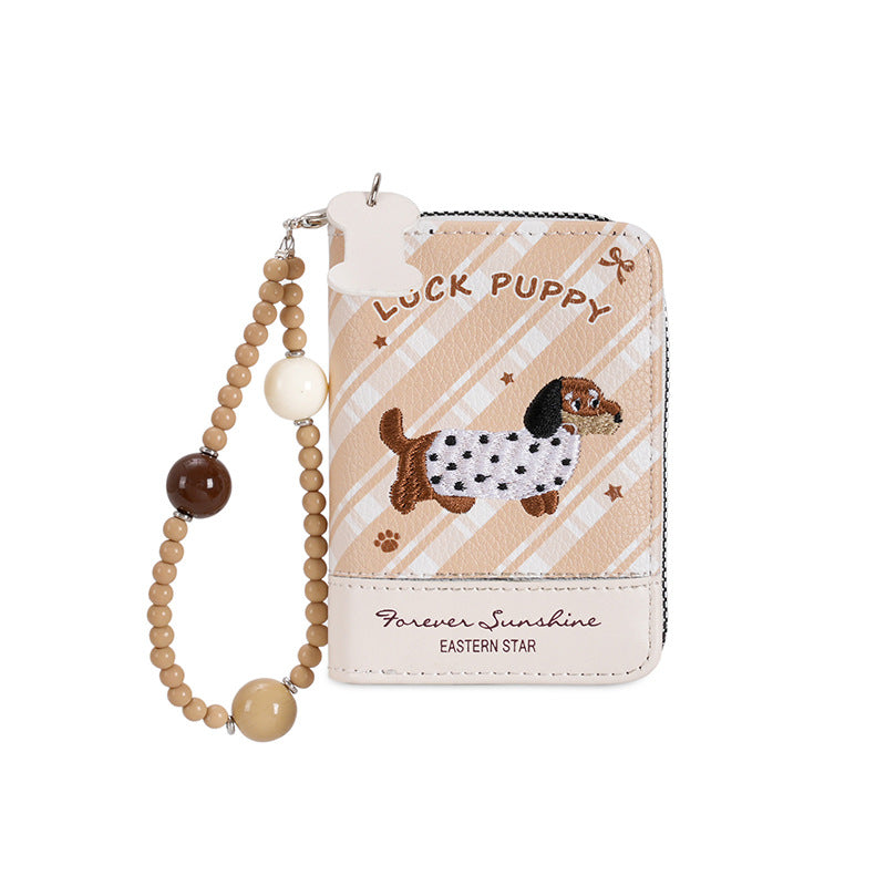 Wallet Ladies New Cute Sausage Dog Beaded Expanding Card Holder One Dopamine Good-looking Small Coin Purse