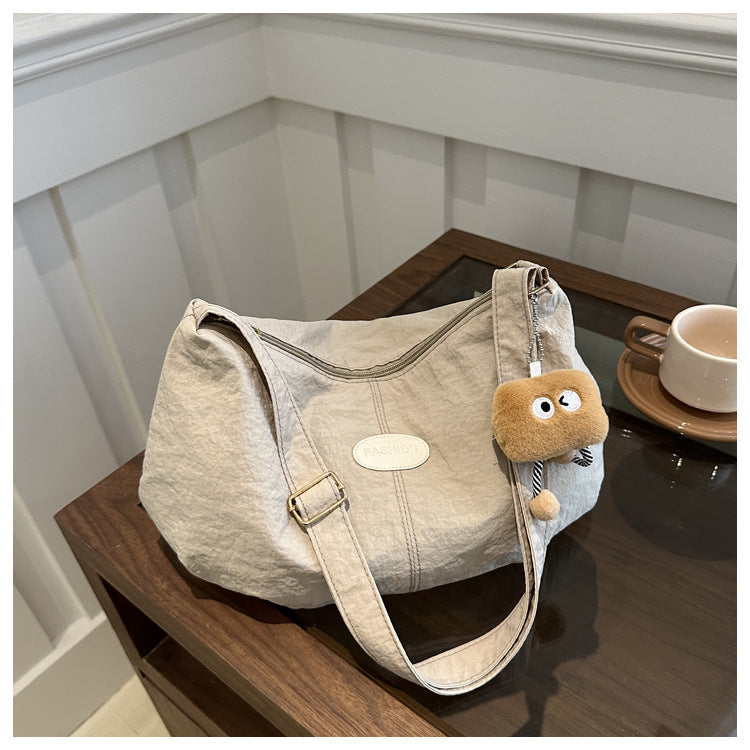 Stylish Crossbody Bag for Women with Cute Pendant, Large Capacity Casual Shoulder Bag for Daily Use and School