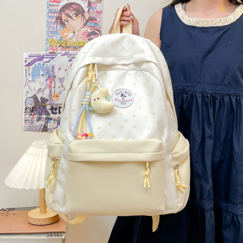 Women's Backpack Large Capacity Lightweight Design Contrast Color Fashion Curved Shoulder Strap Comfortable Carrying