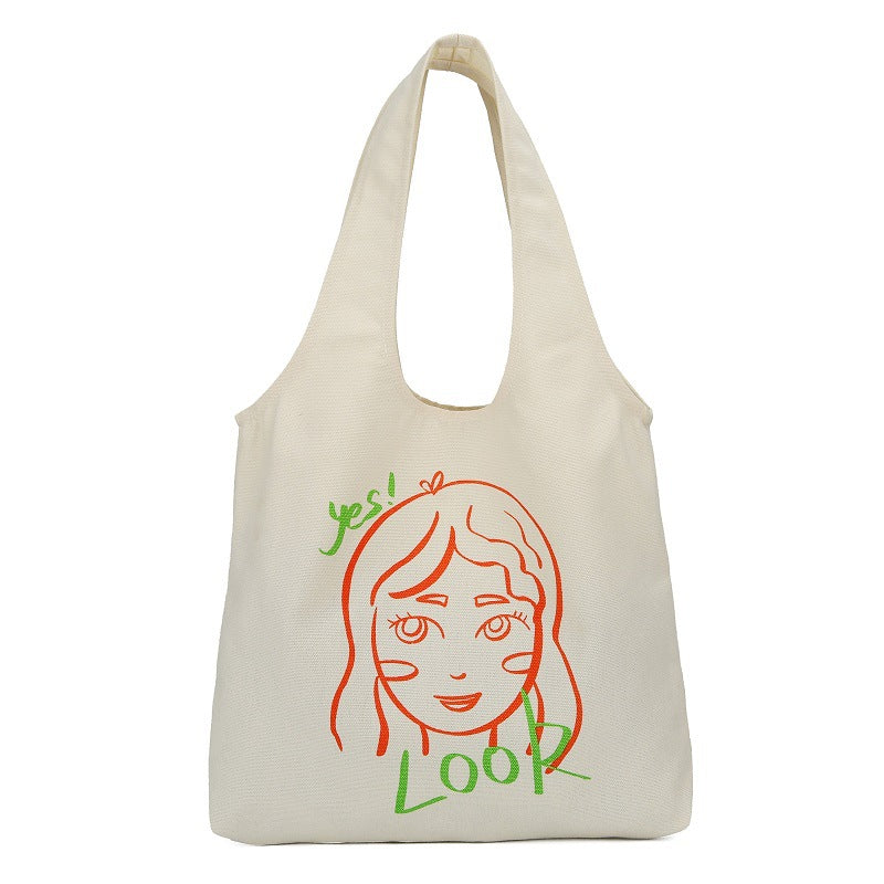 Fruit Printed Canvas Tote Bag Female Fashion Artistic Shoulder Bag Design Everyday Joker
