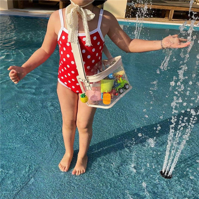 Cute Transparent Kids Shoulder Bag for Swimming, Snacks, Toys & Daily Use - Waterproof PVC Design