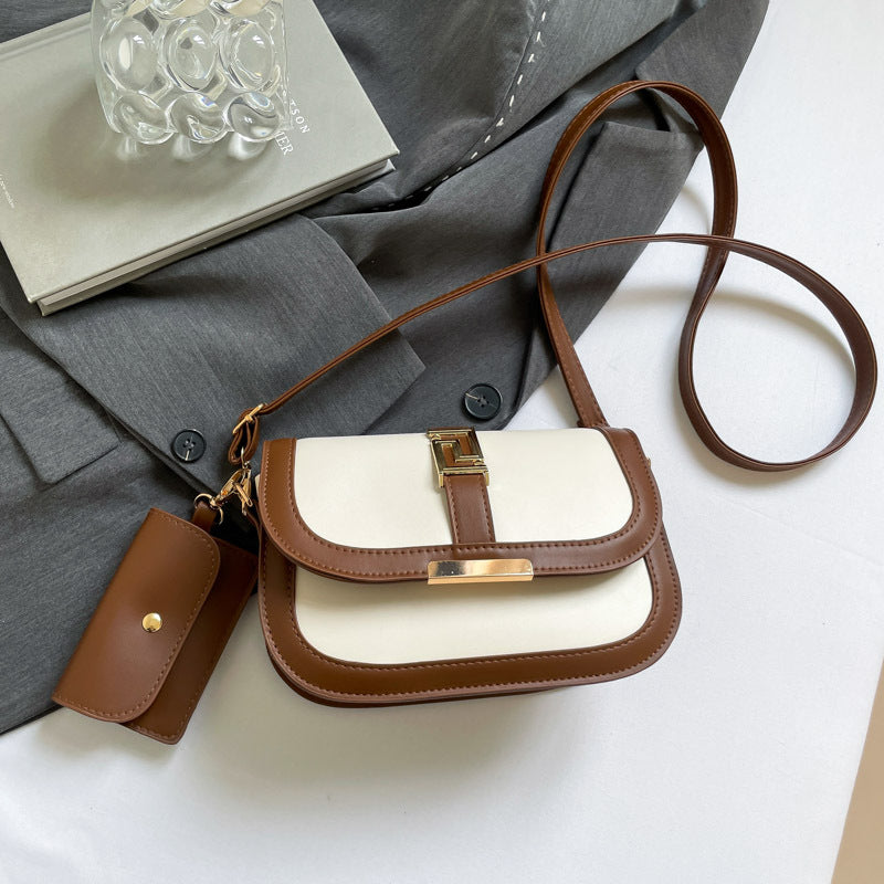 Simple Retro Patchwork Small Square Bag Women's Summer New Good-looking Fashion Korean Style Western Style Shoulder Messenger Bag