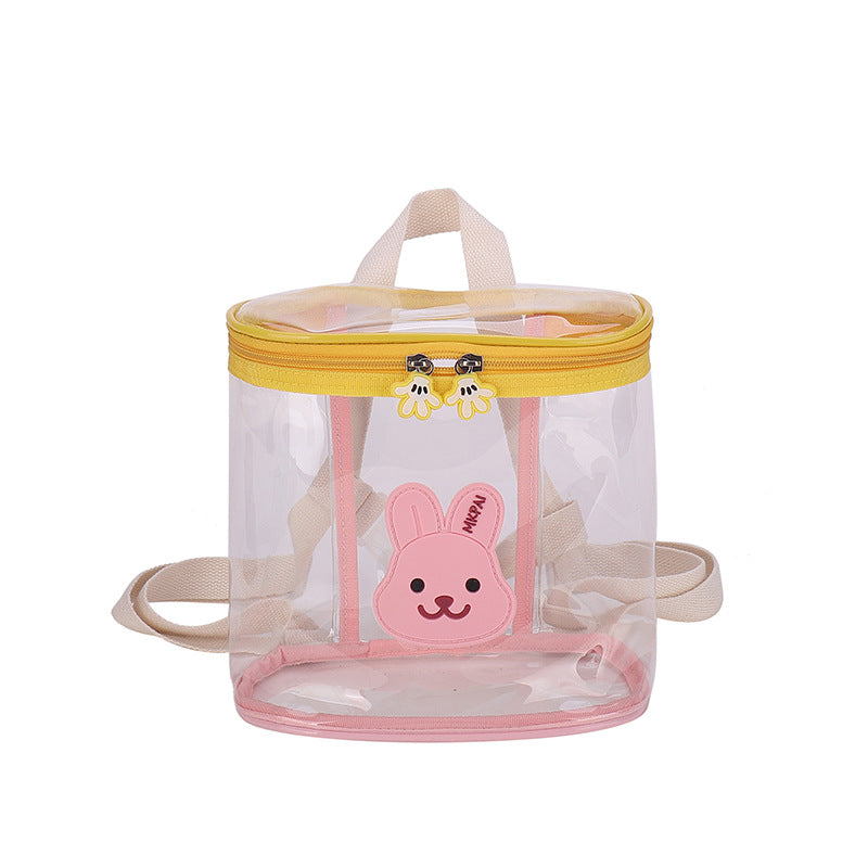 Cute Transparent Kids Backpack with Rabbit Design, Waterproof and Lightweight for Daily Use and Beach Outings